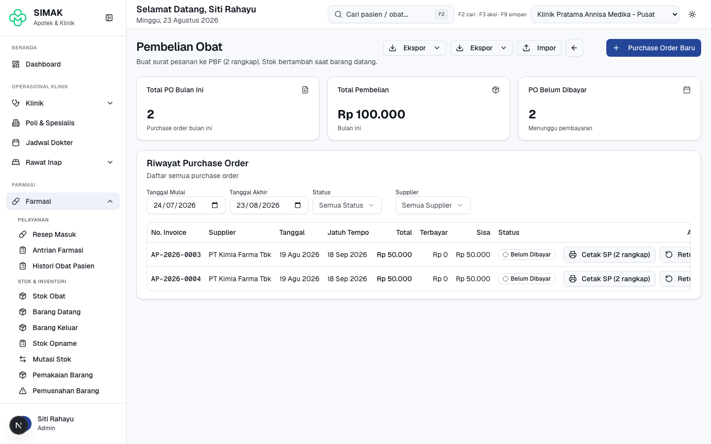 Pembelian ke supplier
